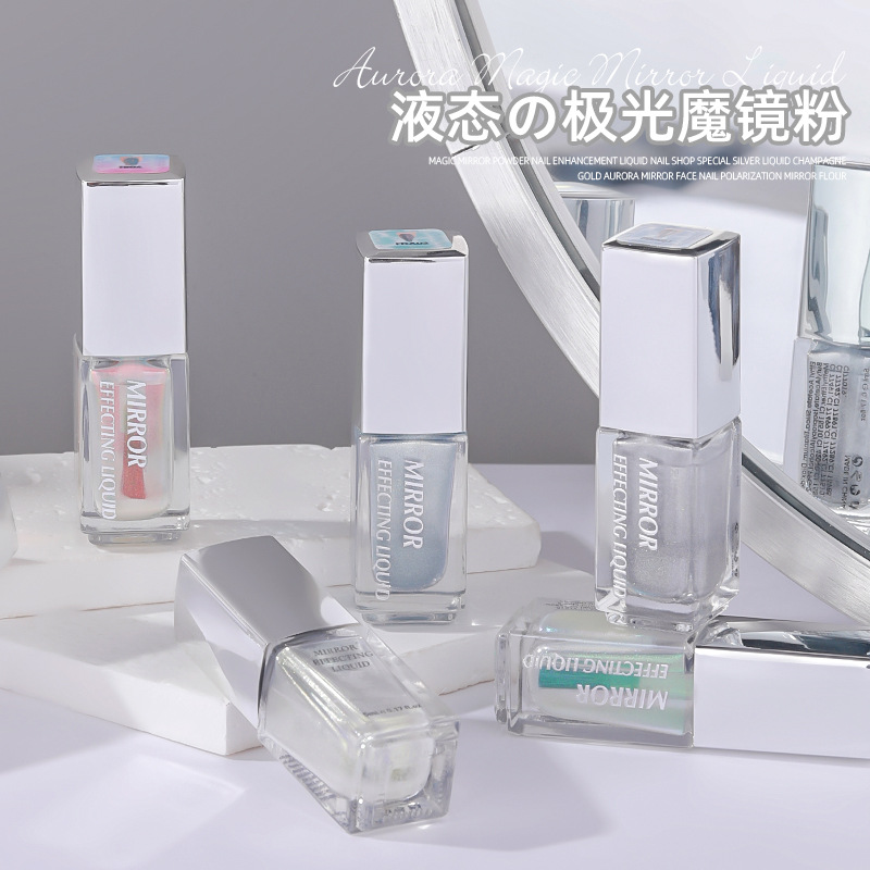 Manicura nuevo líquido espejo mágico polvo luz de la luna polvo Aurora polvo espejo harina duradera no volador polvo decoración de uñas al por mayor