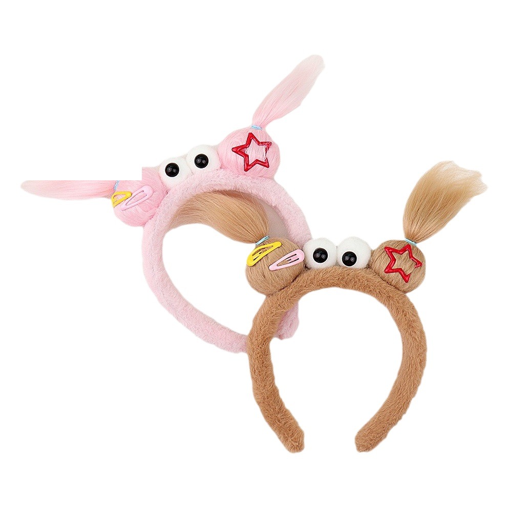 Diadema peludo muñeca fea talla de arena pequeño monstruo cara lavado horquilla Pelo Largo feo lindo antideslizante lindo felpa