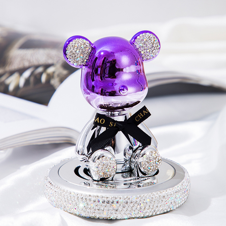 Creative diamond-encrusted shaking head violent bear ornaments car perfume aromatherapy cartoon bear car perfume decorations