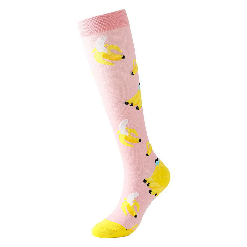 Compression Running Socks, Unisex Jacquard Knee-High Socks, Multiple Patterns, S/M & L/XL