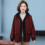 妈妈秋装洋气外套高贵2025新款中老年女春秋冬时尚双面毛呢子开衫，女装针织衫/毛衣，妃慕昵服饰