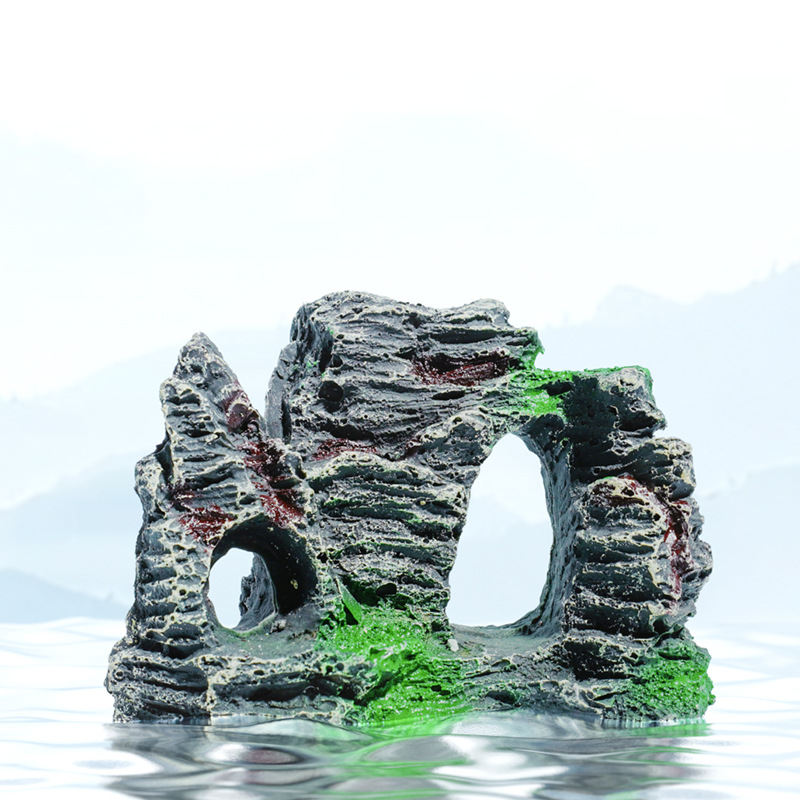 Decoración de acuario simulación de resina creativa rocalla pecera paisajismo decoración del hogar estilo chino sólido 4 estilos explosivos
