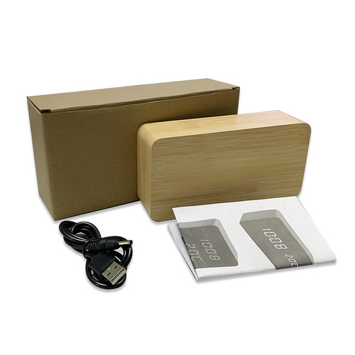 Minimalist Home LED Digital Display Multifunction Desktop Wooden Alarm Clock for Students Children Lazy Voice Control Small Table Clock