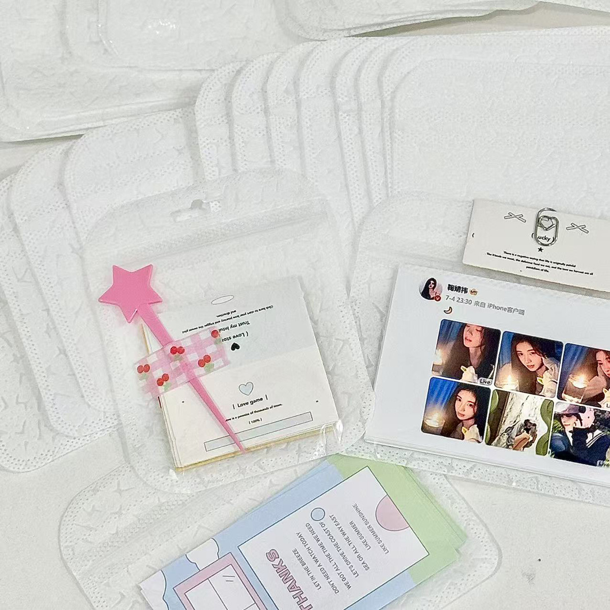 ins新款白花纹自封袋高颜值小卡打包袋手账礼品袋首饰收纳袋加厚