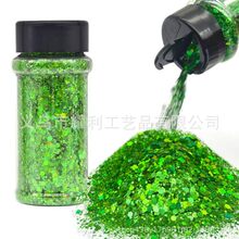 跨境镭射六角瓶装亮片美甲流麻沙闪粉亮片diy滴胶粉pet闪片tk热销