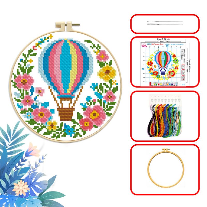Nuevo paquete de materiales de bordado cruzado libros globos de calor flores decoración de sala de estar DIY fábrica al por mayor image 7