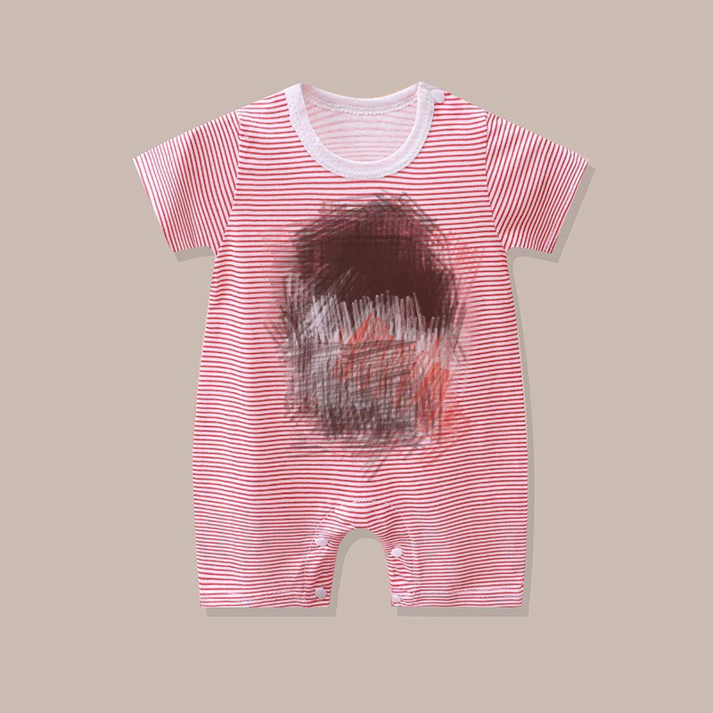 Short-Sleeve Baby Romper Summer Bodysuit, Newborn Girls, Thin Lightweight, 59–90 cm
