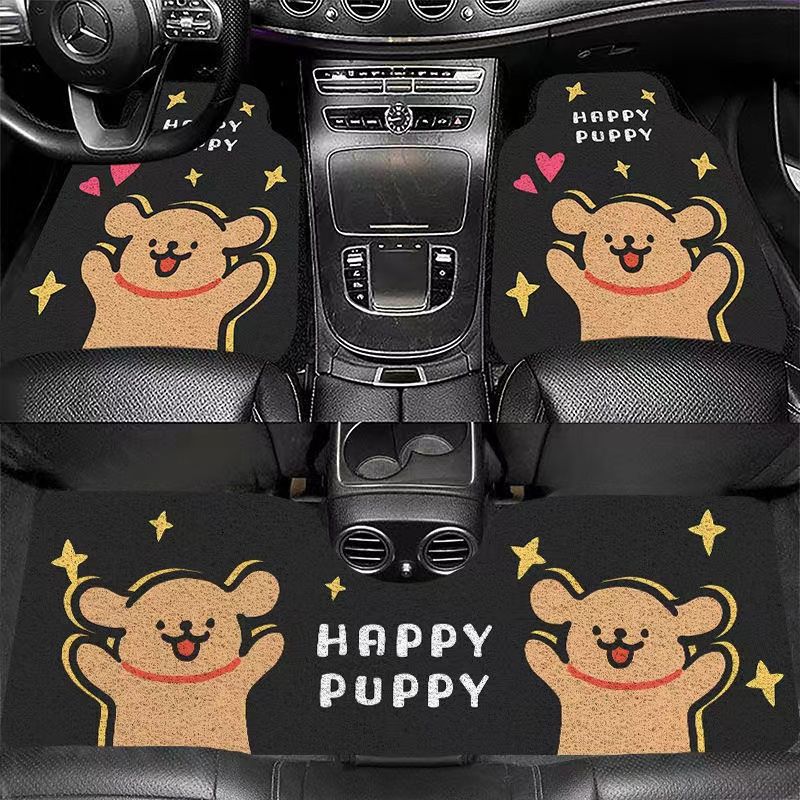 Cartoon Puppy Car Mat Household Cuttable Wear-resistant Silk Loop Mat Car Interior Scraping Mud and Easy-to-take-care Floor Mat