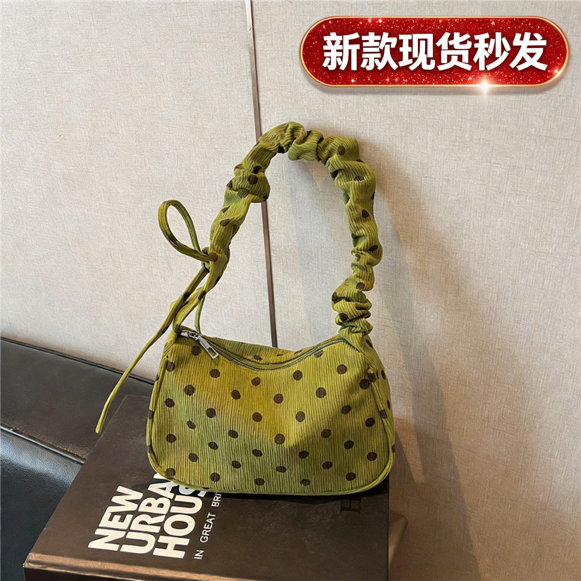 Large-Capacity Trendy Small Bag for Women 2026 New Model Large-Capacity Casual Korean Style Underarm Bag Simple Polka Dot Handbag