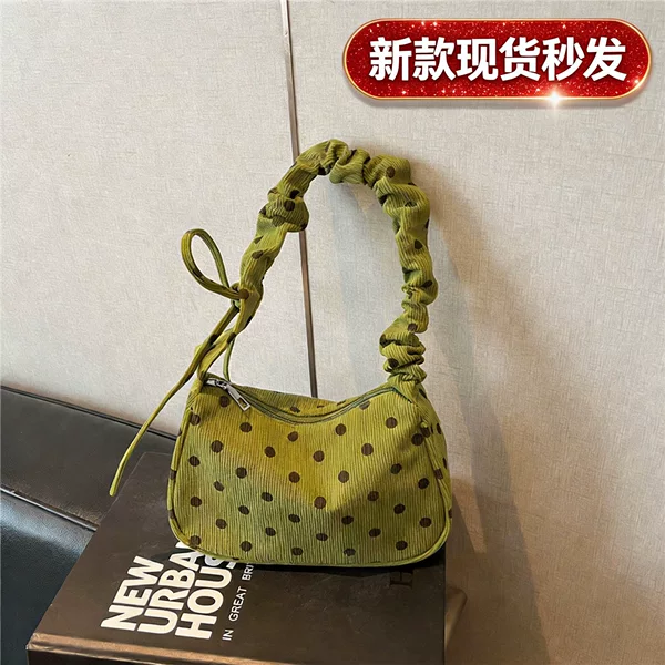 Large-Capacity Trendy Small Bag for Women 2026 New Model Large-Capacity Casual Korean Style Underarm Bag Simple Polka Dot Handbag