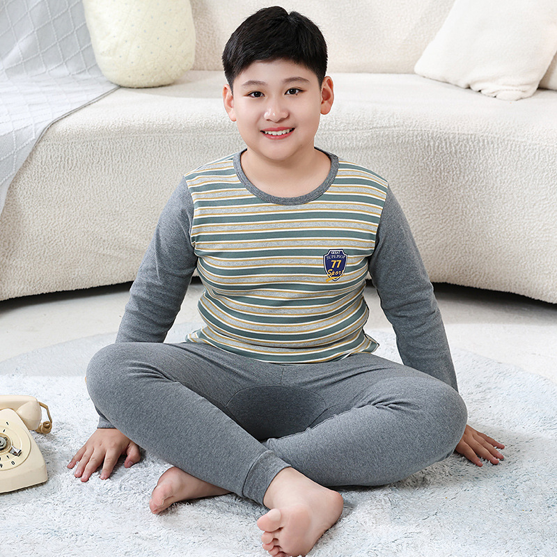胖童纯棉秋衣秋裤大童青少年棉毛衫学生加肥保暖内衣套装秋冬睡衣|undefined