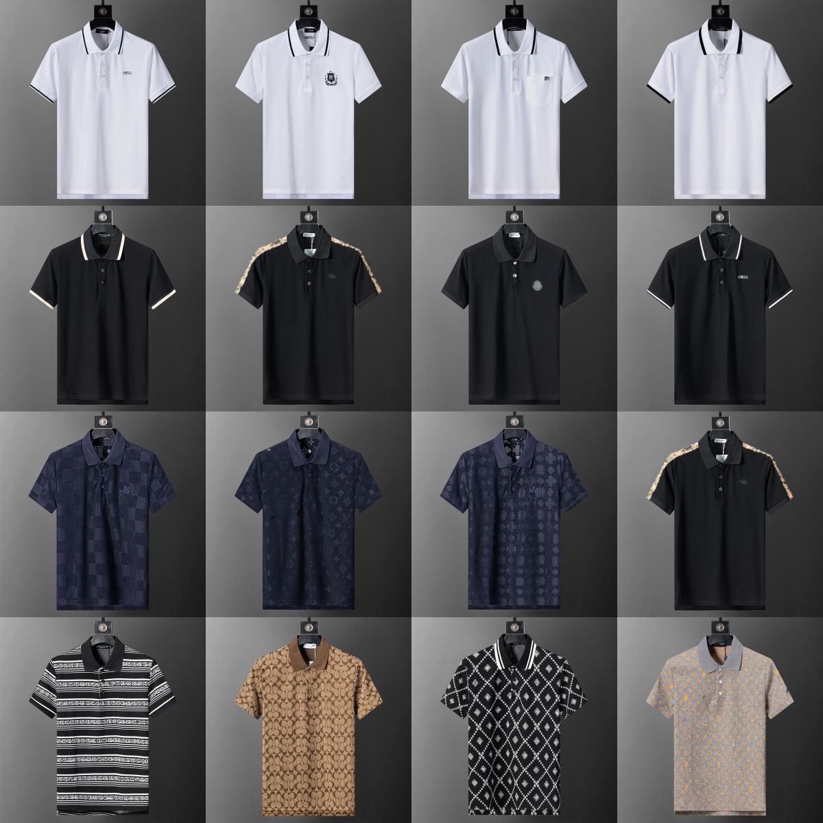 New Trendy Brand European Export Polo Shirt, Solid Color, Business Casual, Jacquard, Turn-Down Collar, Short Sleeve, Cross-Border, Men'S, Non-Iron