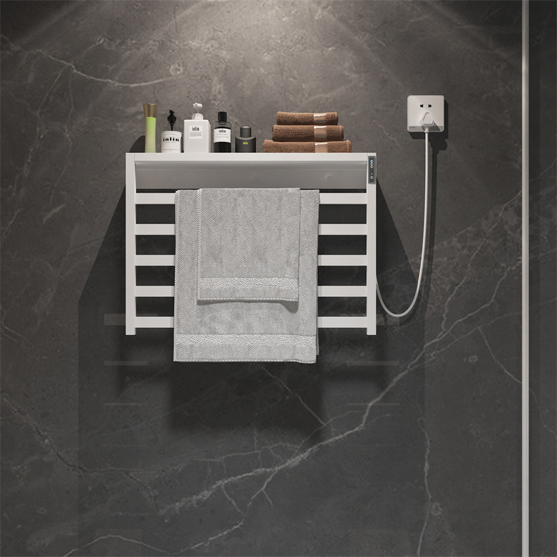 Toallero eléctrico calefactable de acero inoxidable para baño de casa y hotel, gris plomo, barra calefactora para toallas, secado, temporizador, inteligente.
