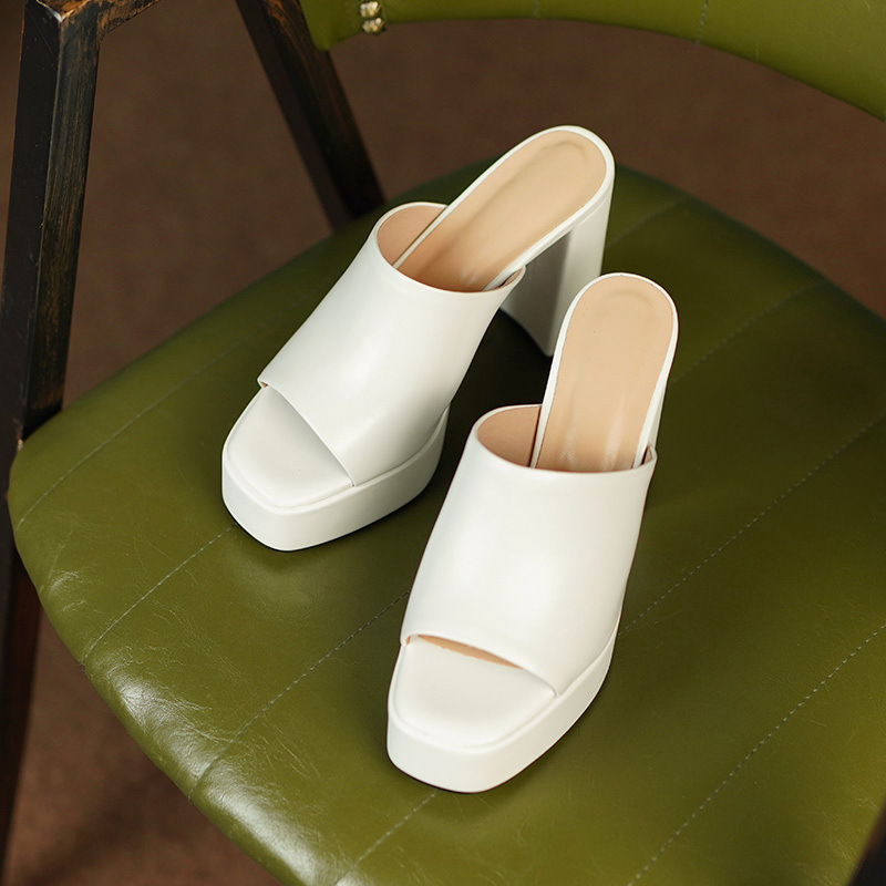 Sandal cao gót nữ hở mũi quai ngang gót vuông 11 cm — Màu đen chi tiết 14