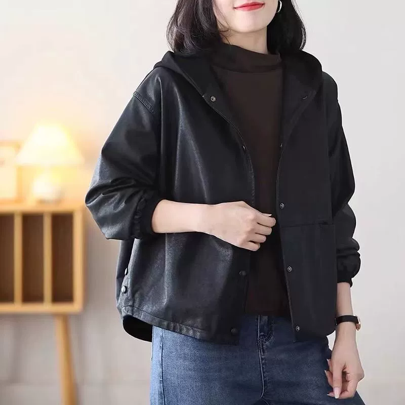 Retro hoody, spring jacket, plus size, loose fit