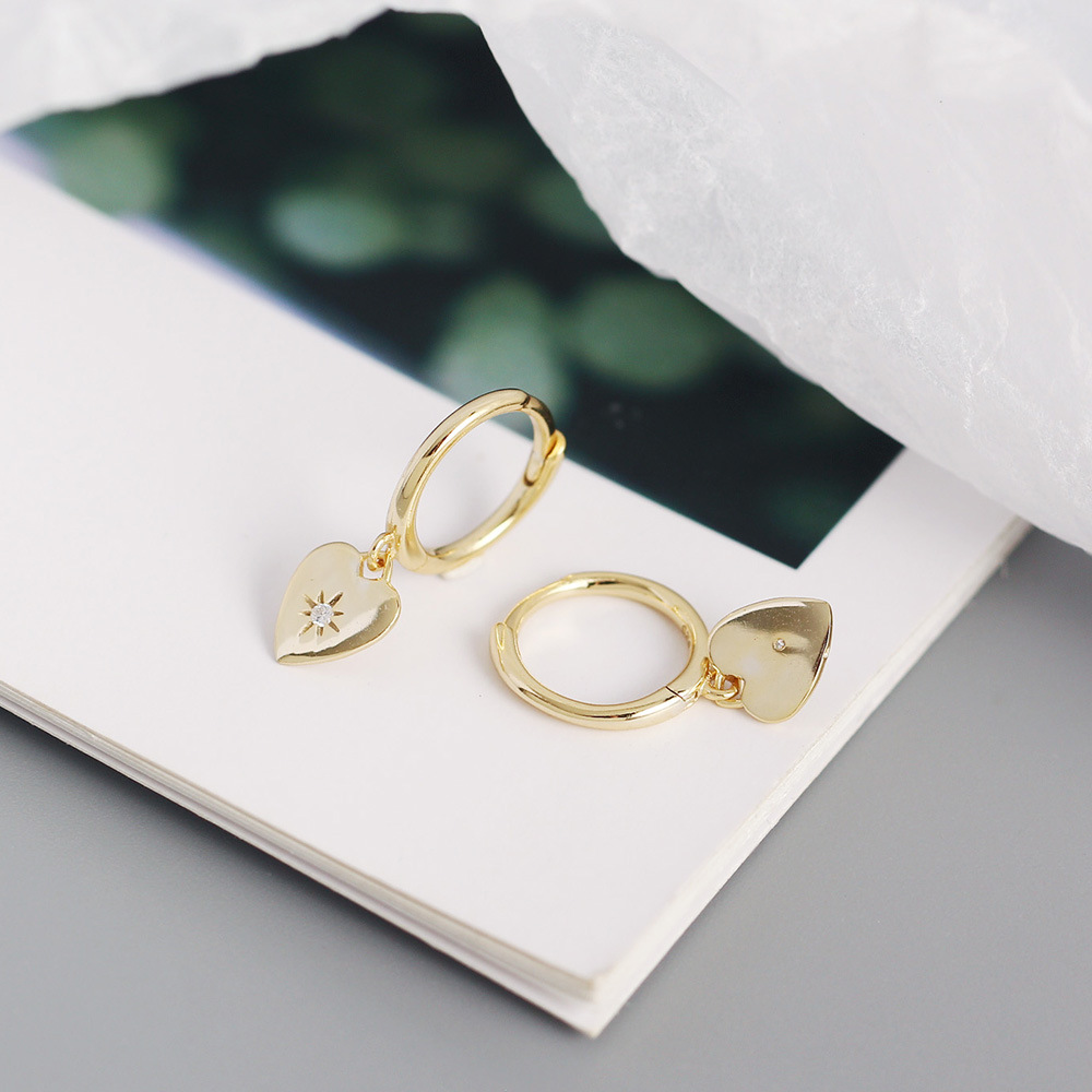 Heart Fashion 925 Sterling Silver Gem Plating Earrings display picture 10