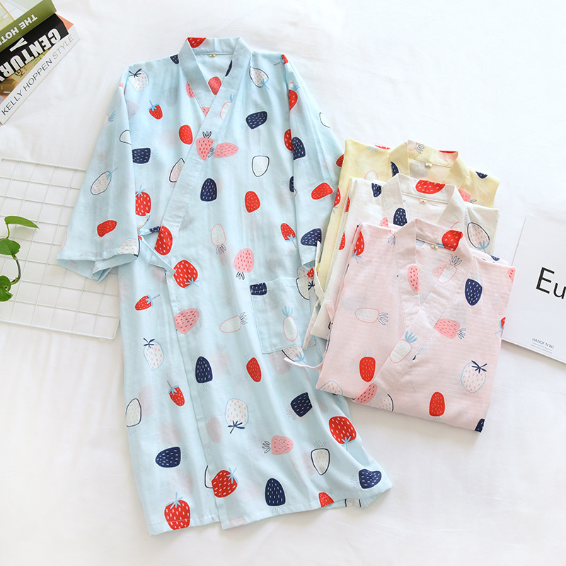 Gauze Kimono Cotton Summer Women's Long-sleeved Loose Japanese Style Nightgown Women's Sweatshirt Nightgown Cotton Bathrobe Nightgown Gauze Kimono Cotton Summer Women's Long-sleeved Loose Japanese Style Nightgown Women's Sweatshirt Nightgown Cotton Bathrobe Nightgown