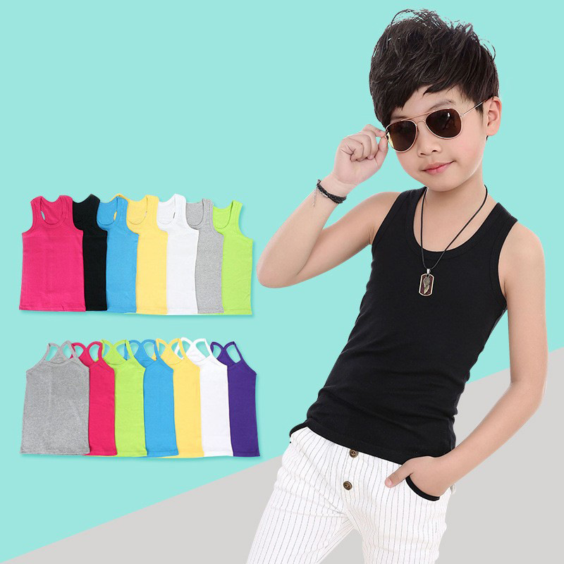 Children's Vest Boys' Tank Top Pure Cotton Girls' Camisole Vest for Older Kids Summer Thin Solid Color Wholesale