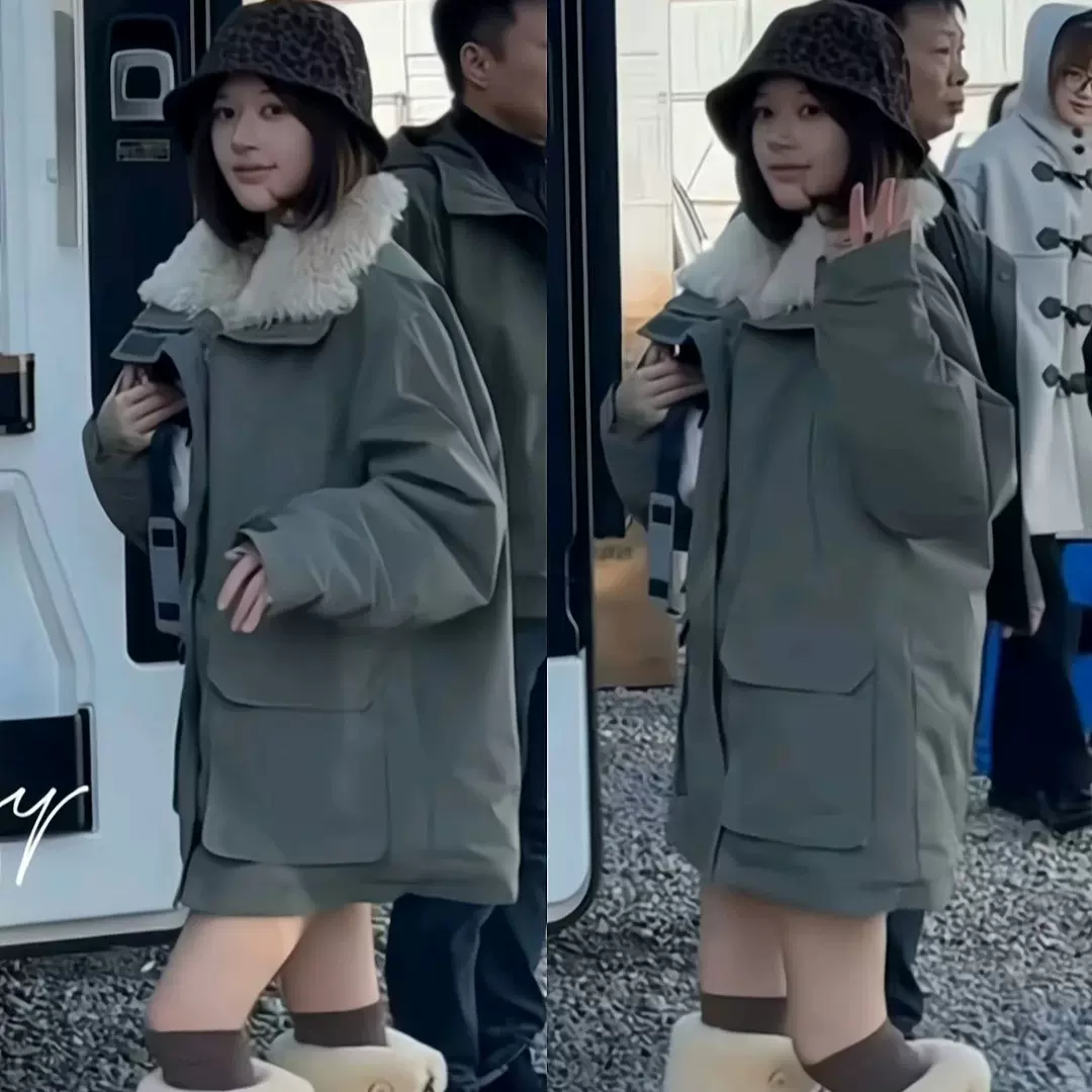 现2025冬季新韩国东大门赵露思同款工装派克服羊羔毛拼接棉服外套