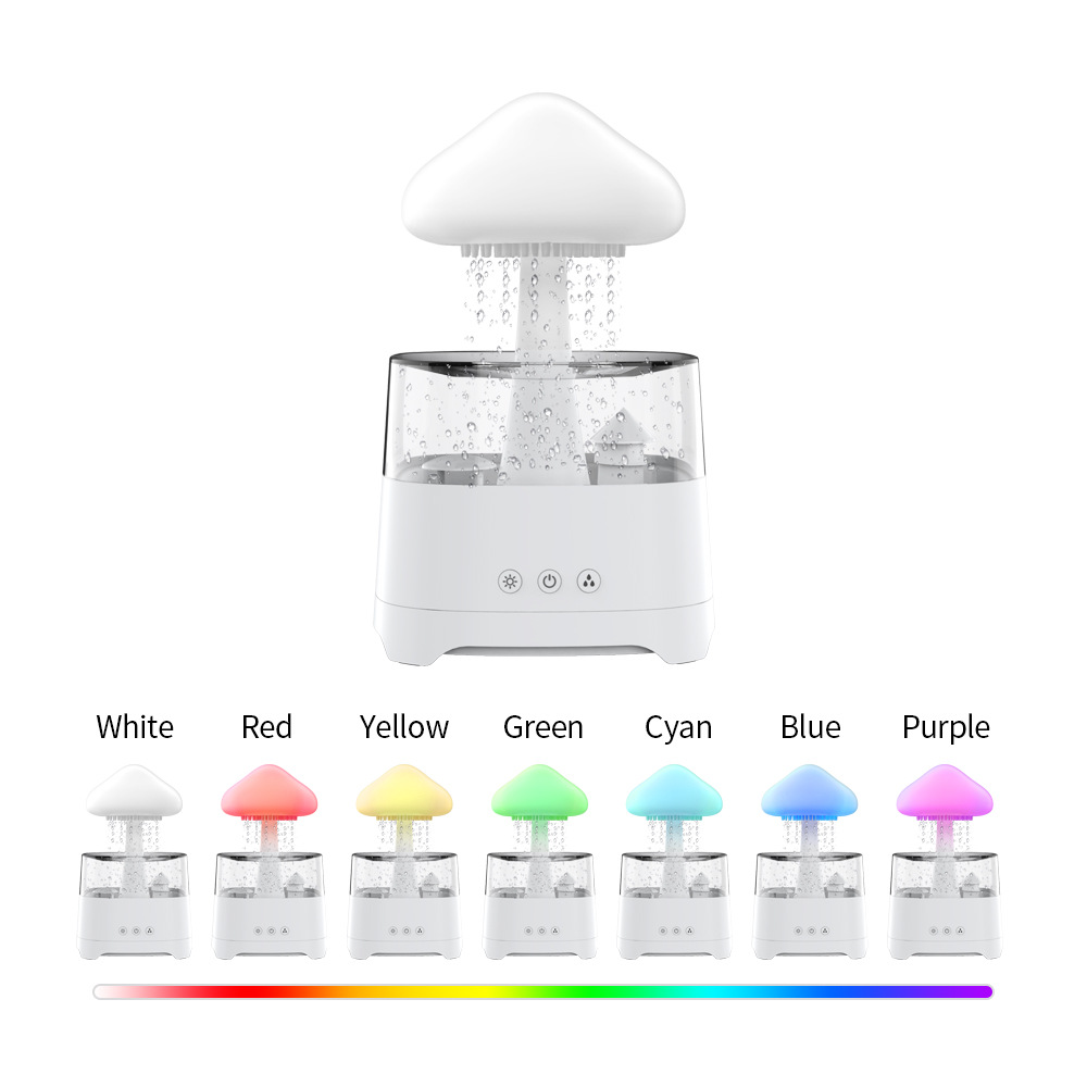 CH08Pro Humidificador de gotas de lluvia de colores Máquina de aromaterapia de aceite esencial de atomización sónica Humidificador de nubes de lluvia con audio Bluetooth