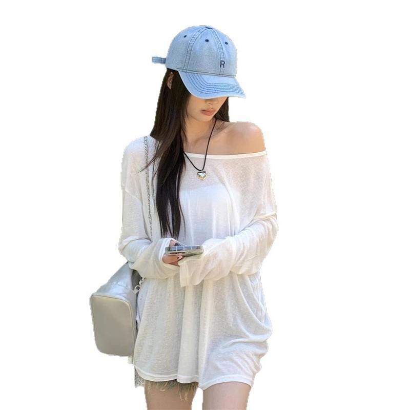 旅游度假空气感雪纺防晒衣女2025夏季新款辣妹长袖T恤微透罩衫潮|undefined