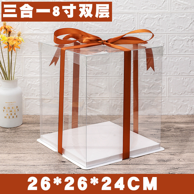 Caja transparente para pastel de cumpleaños, caja de embalaje de 4, 6, 8, 10 y 12 pulgadas, caja de embalaje para regalos y snacks, versión elevada