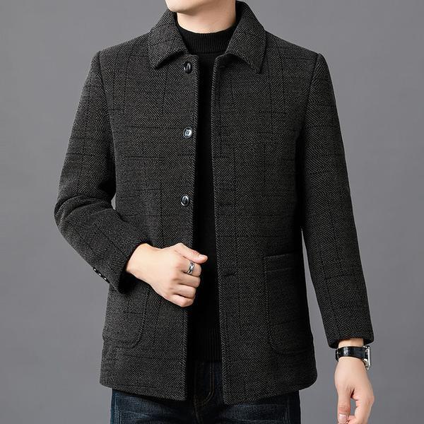 Abrigo de Cachemira de doble cara de alta gama abrigo de invierno de los hombres de mediana edad y ancianos abrigo casual abrigo de lana de los hombres