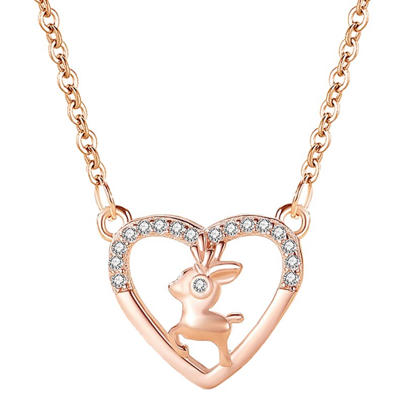 Todo el camino que collar de la mujer de plata esterlina S925 diamante incrustado estilo japonés y coreano amor ciervos clavícula cadena fresca regalo de Navidad