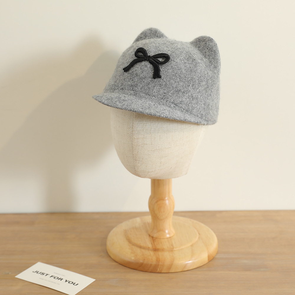 Sombreros para niños otoño y invierno bordados tridimensionales arco corto gorro de niñas gorro de moda británico gorro equestre para bebés masculinos