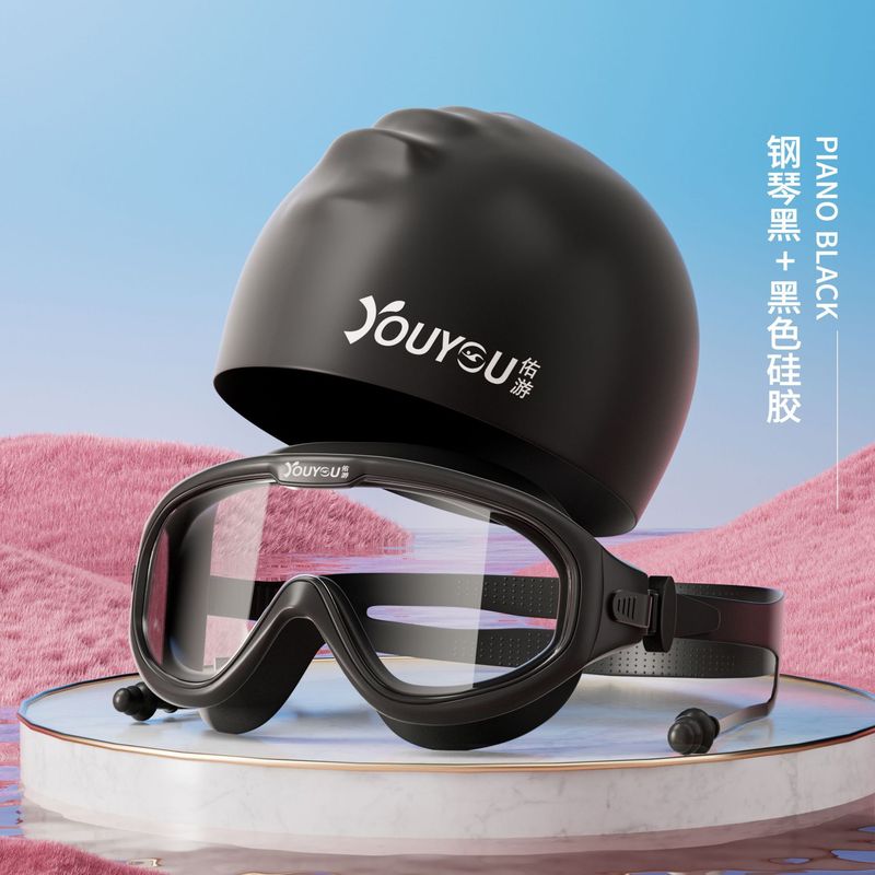 新型ゴーグル女性近視水泳メガネ潜水装備男性セット耳栓付き防水防霧ファッション大枠|undefined