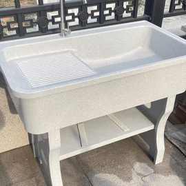 石英石洗衣池阳台家用搓板大理石室外户外洗衣槽庭院双池水池水槽