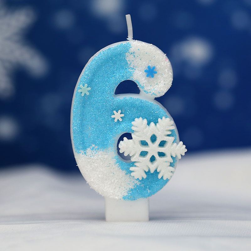 白と青の大きな雪の結晶クリエイティブデジタル誕生日キャンドル新しいアマゾンクロスボーダーホットセール誕生日パーティーの装飾キャンドル|undefined
