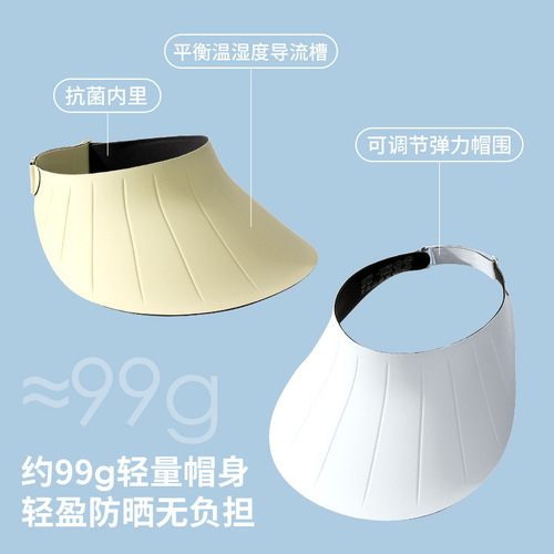 Seamless empty top sun protection hat for women in summer, anti-UV outdoor sports cycling large brim sun hat XMZ265