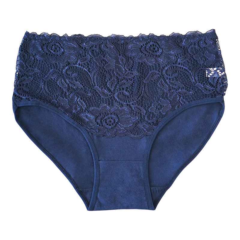 外贸供应蕾丝印花中腰舒适棉裆纯色透气女士三角裤Plush panties|undefined