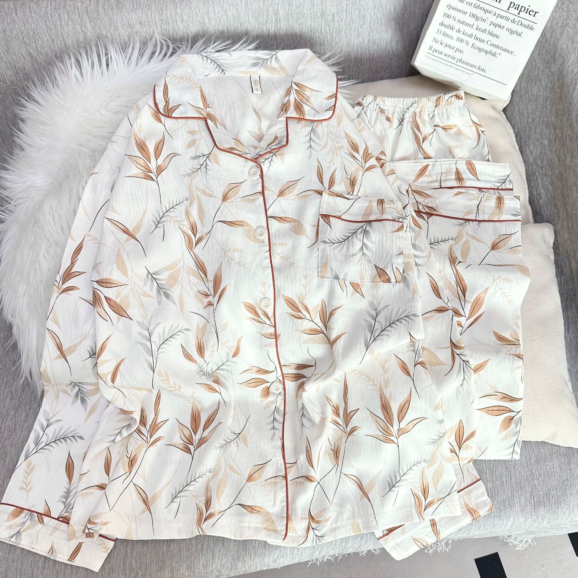 Cloud cotton orange bamboo leaves double length