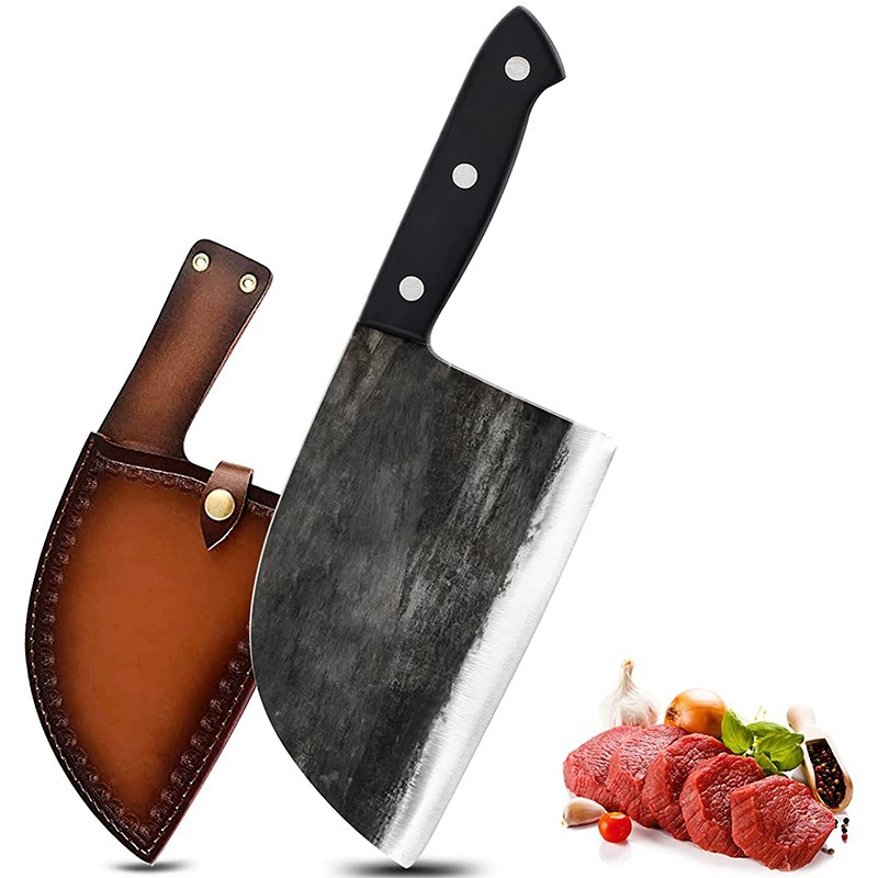 Хитовый уличный мясницкий нож, кованый вручную высокоуглеродистый кухонный туристический старинный китайский нож шефа