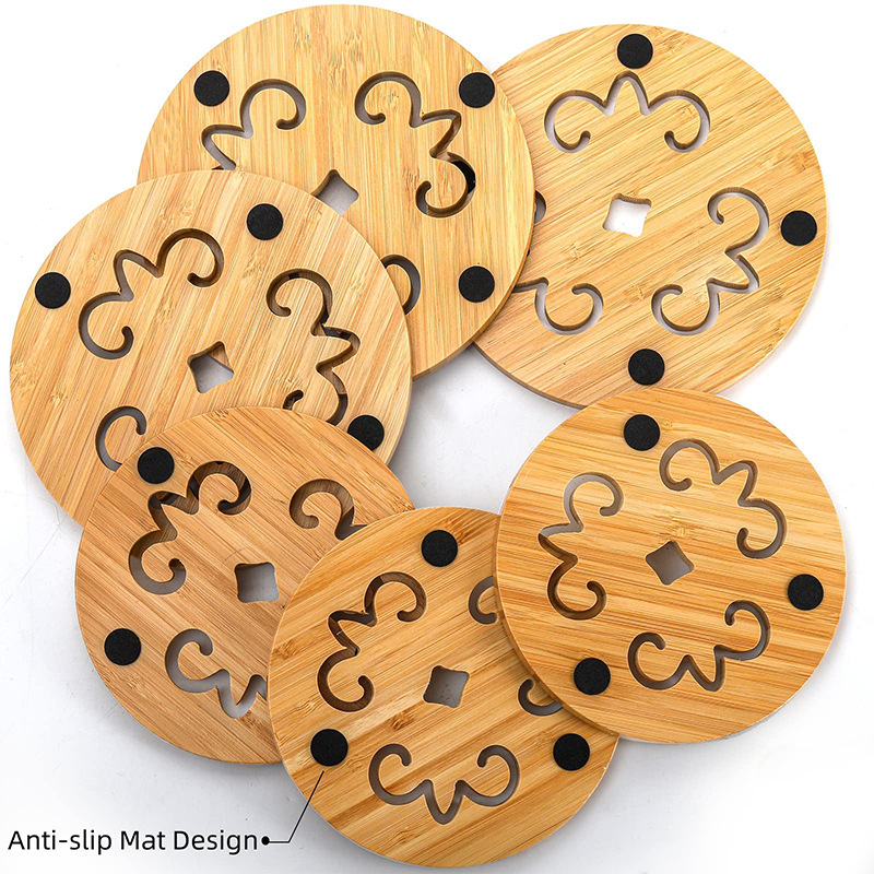 almohadilla de bambú aislante de calor almohadilla de mesa de comedor grande de bambú puro almohadilla de vegetales gruesa resistente a la caída almohadilla de cocina de platos de cocina de cocina de cocina