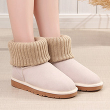 雪地靴女2025新款毛线口可翻边冬季加绒加厚防寒短靴保暖东北棉鞋