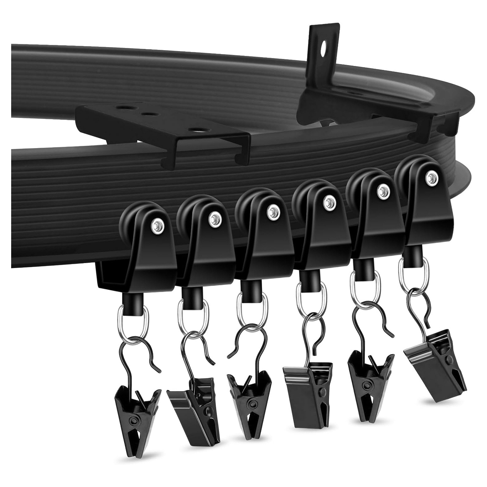 黑色3米窗帘弯轨套装 PVC轨道静音滑轨 可弯曲U型塑钢弧形导轨