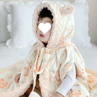2024 autumn and winter baby cloak new boys and girls baby out holding cover windproof thickened windproof children's coat