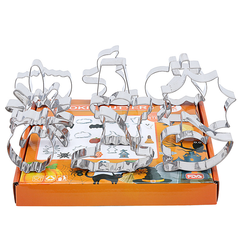 12-delt Halloween-kageformsæt, sælgende spøgelseskost, rustfri stål-kageform, kageform, bageværktøjer, gør-det-selv_voghion.com