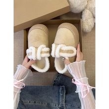 2025新款棉拖鞋冬季女外穿一脚蹬防滑毛毛拖鞋厚底保暖加绒雪地靴