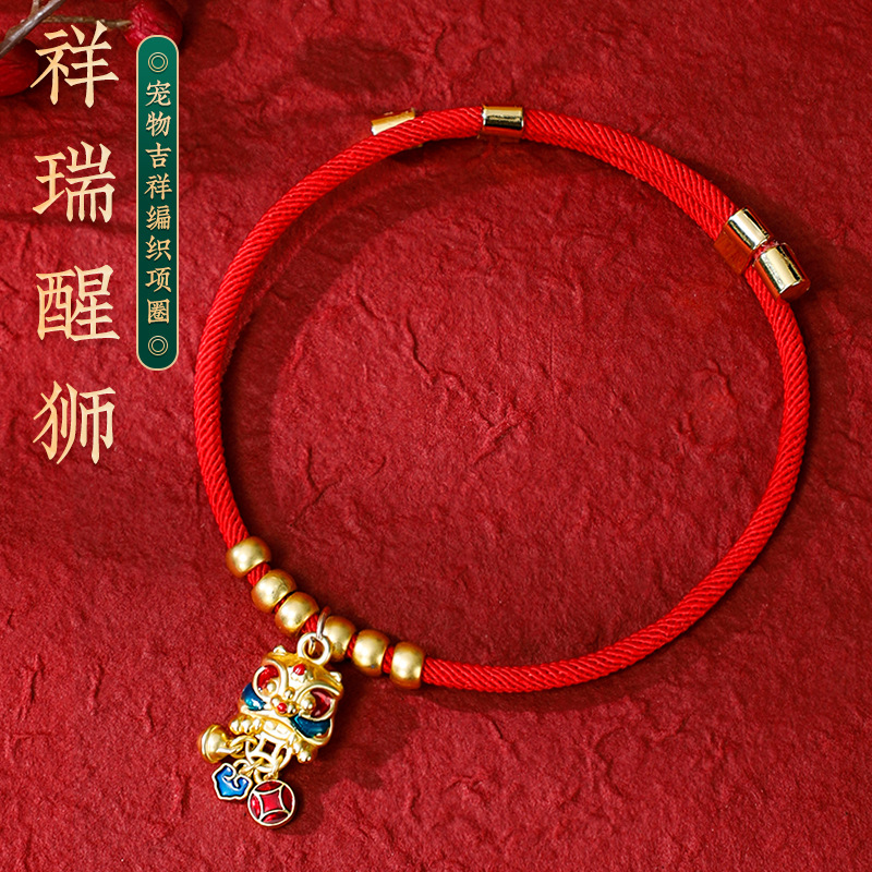 Joyas para gatos collar para mascotas collar para perros collar para gatos ajustable tejido a mano cuerda roja collar para gatos campana para ganar dinero