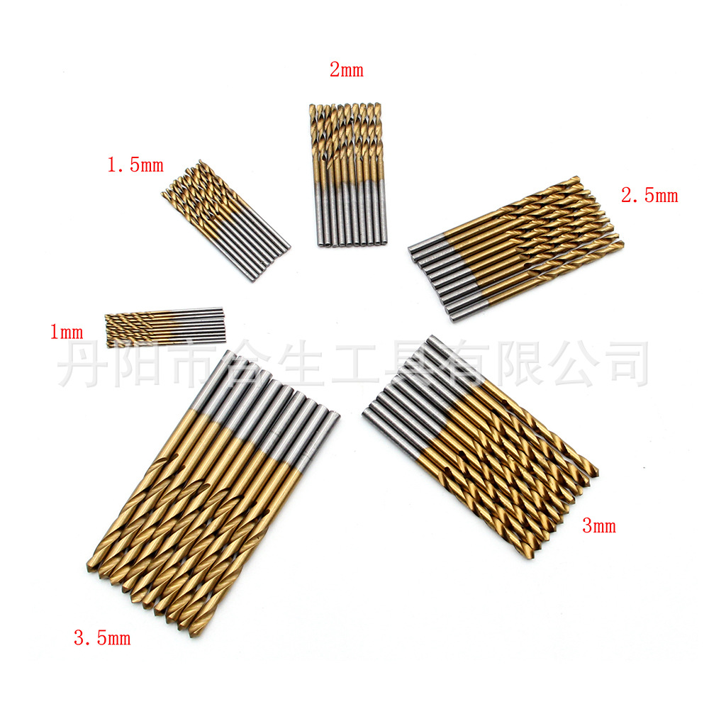 50 Unid Titanium-plated Twist drill Set 1-3mm pequeña broca taladro eléctrico traje de perforación BRICOLAJE Carpintería broca de perforación