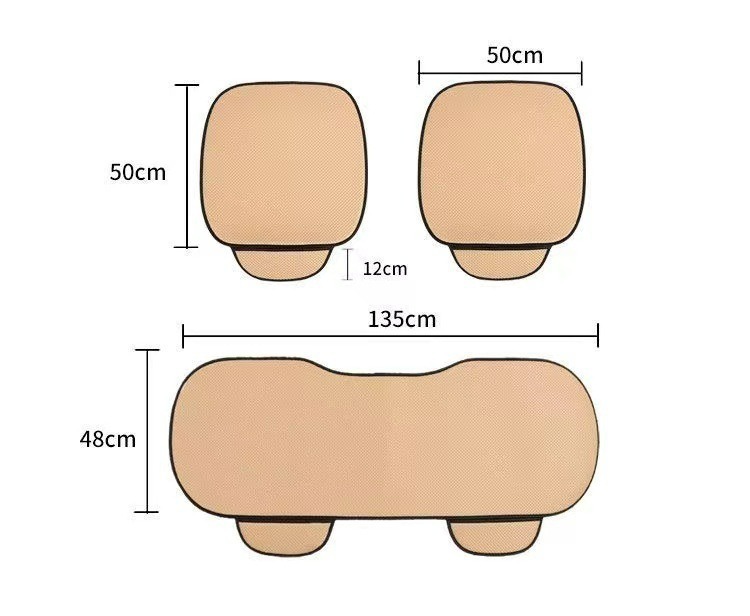 Ice Silk Seat Cushion for Car, Breathable and Cool, Suitable for All Seasons, Half-Cover Simple Three-Piece Set, Ice Silk Seat Pad