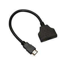 Alibaba Trade Export Black Flat Twin HDMI Splitter Cable 0.3 Meters 