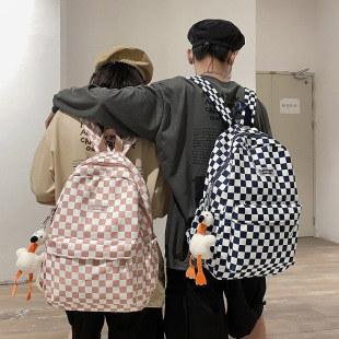 K-style ins Hong Kong Style Retro Classic Contrasting Plaid Male and Female Couple Student Backpack Japanese Style Versatile School Bag for Women