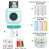 C22 English blue + 5 rolls of thermal paper + 5 rolls of self-adhesive + 3 rolls of colored paper + 6 watercolor pens + cartoon stickers