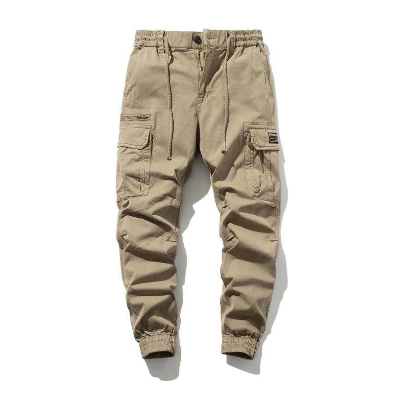 Overalls multi-pocket cotton fashion brand ankle-tied pants men's autumn and winter New harem pants wear-resistant work casual pants Overalls multi-pocket cotton fashion brand ankle-tied pants men's autumn and winter New harem pants wear-resistant work casual pants