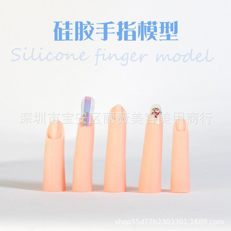 Manicure silicone fake finger nail finger model practice finger hand model simulation fake hand nail piece 5 pcs/suit